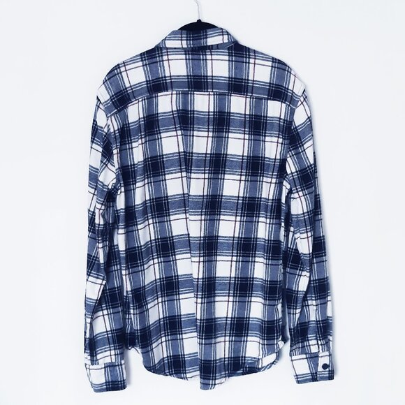 American Eagle Men's Size Medium Blue Plaid Button Down Shirt Long Sleeve Cotton - Picture 2 of 5